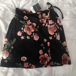 Velvet floral tie skirt